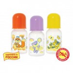 Бутылочка для кормления, Курносики 125 мл арт. 11146 Мои любимые животные полипропиленовая с латексной соской