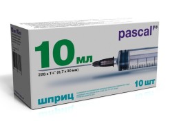 Шприц, 10 мл р. 0.7ммх40мм 22G 1/2 №10 трехкомпонентный тип луер с надетой иглой