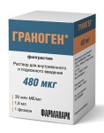 Граноген, раствор для внутривенного и подкожного введения 300 мкг/мл (30 млн.МЕ/мл) 1.6 мл 1 шт флаконы